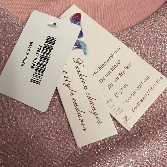 Pink sparkly lined tank dress NWT size S side gathers - Picture 5 of 9